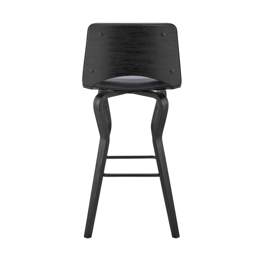 HomeRoots Julia 40 in. Gray Low Back Metal Bar Height (28-33 in.) Bar Stool with Faux Leather Seat 2000476777