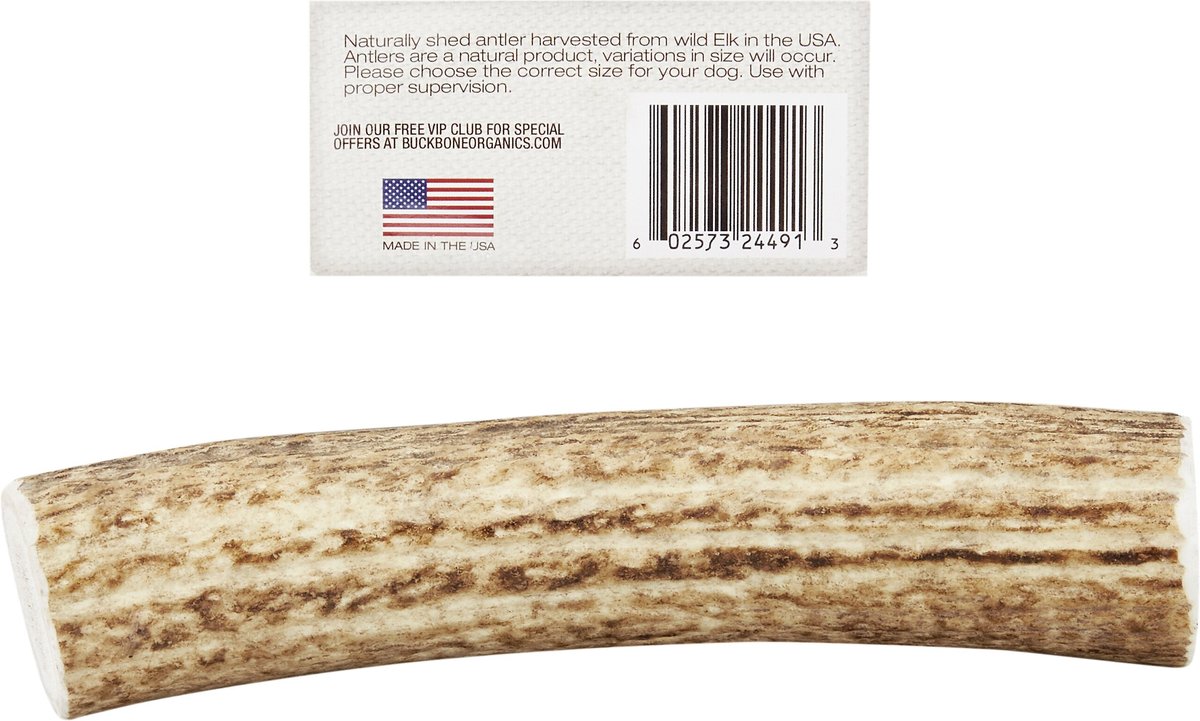 Buck Bone Organics Whole Elk Antler Dog Chews， 8-10 in