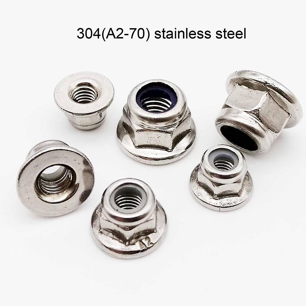 10/50 M3 M4 M5 M6 M8 M10 M12 Black Carbon 304 A2-70 Stainless Steel Hex Flange Nylon Insert Lock Nut Self-locking Nylock Locknut