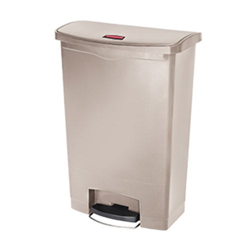 Rubbermaid Slim Jim 90L/24G Resin Construction Step Waste Bin， Beige