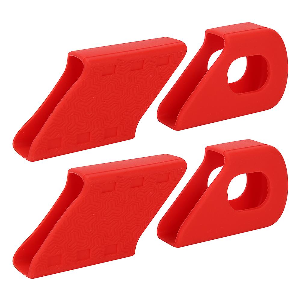 4pcs Silicone Bike Crank Protection Sleeve Arm Boots Protector Bicycle Accessory (red)