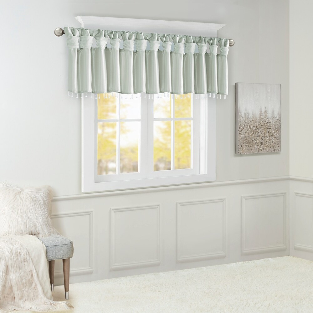 Madison Park Natalie Lightweight Faux Silk Valance with Beads   50x26\