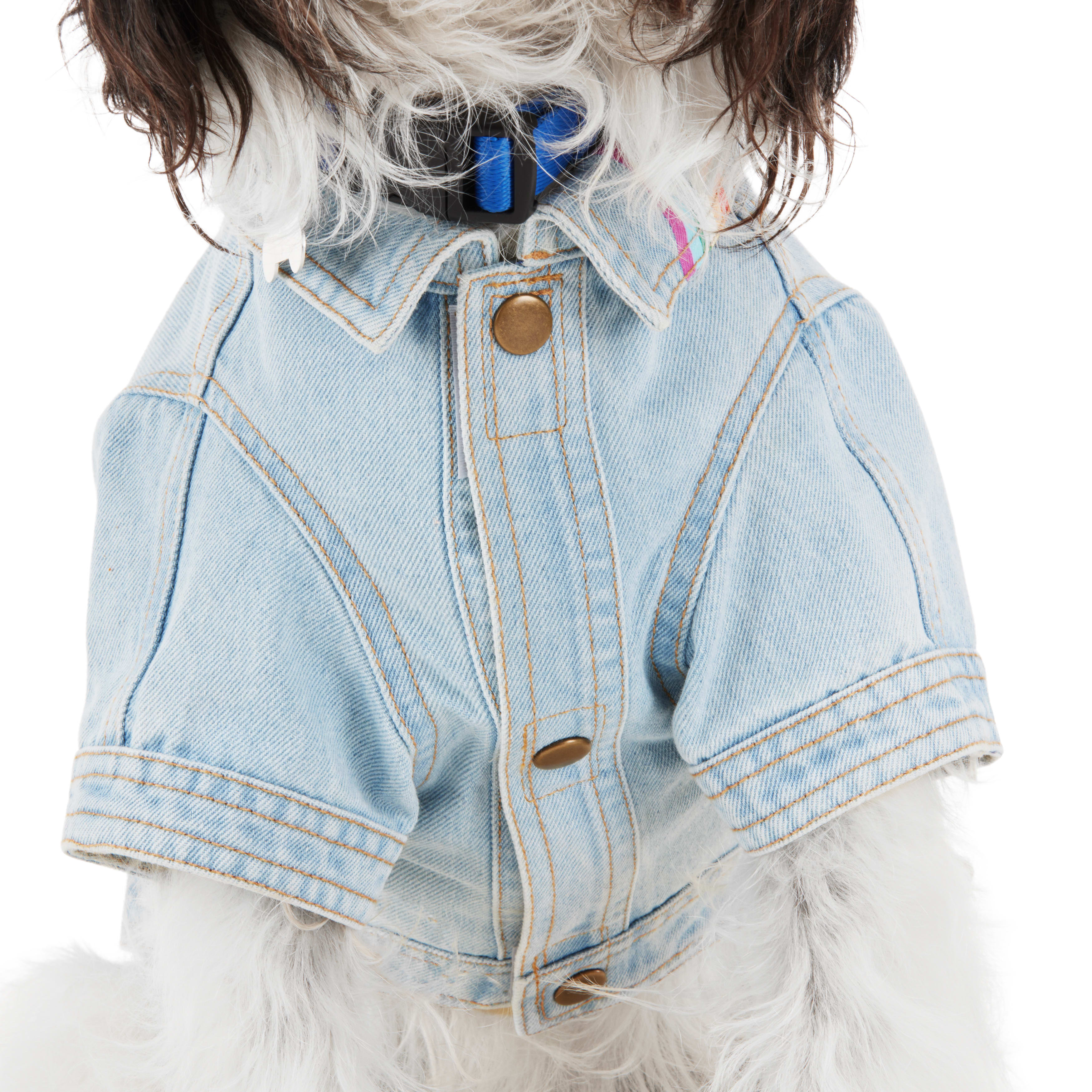 YOULY Rainbow Denim Jacket for Dogs， X-Small