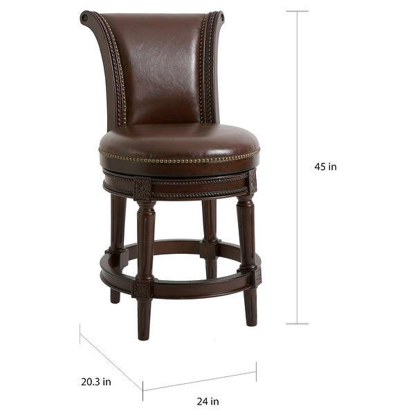 Copper Grove Rijssen Swivel Bar-Height Stool with High Seat Back