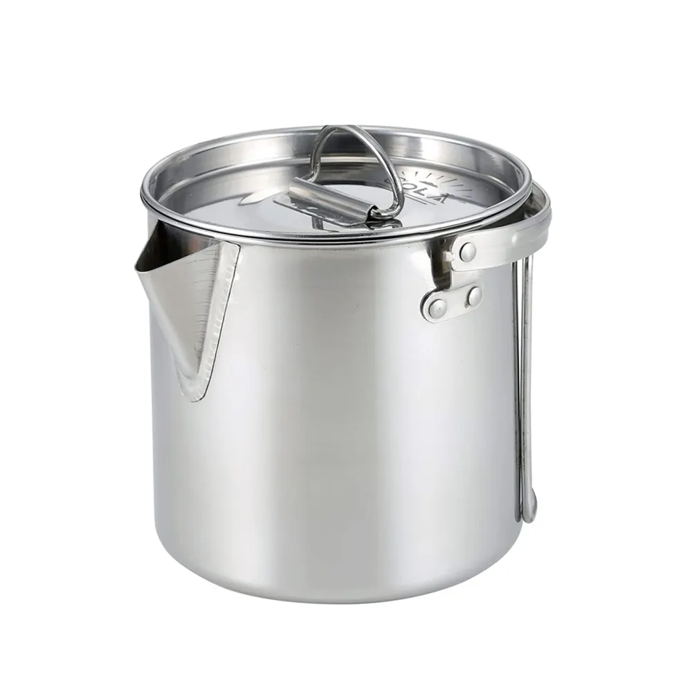 Camp 430 Stainless Steel Outdoor Picnic Cooker Camping Kettle Tea Pot Coffee Pot