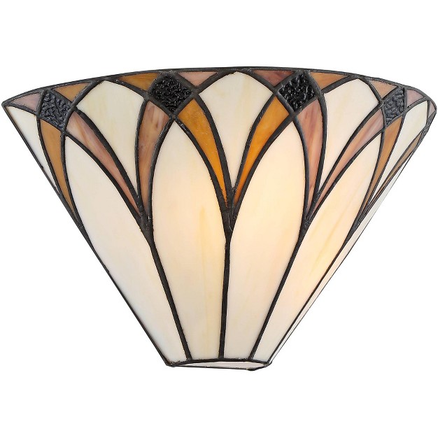 Fixture Amber Yellow Stained Art Glass Shade For Bedroom Bathroom Hallway