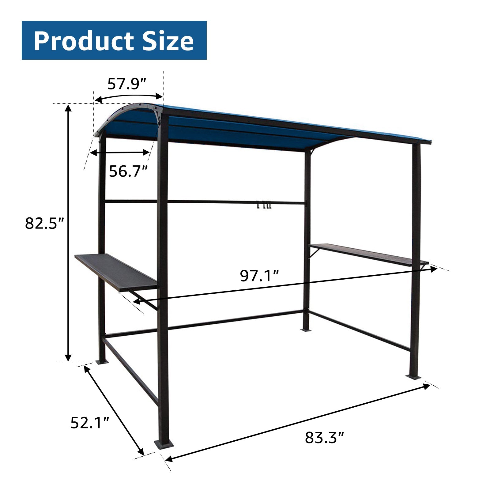 Grill Gazebo 8FT x 4.6FT Outdoor Gazebo Patio Gazebo Canopy Grill BBQ, Blue