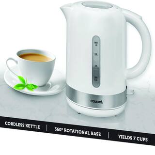 Courant 7-Cups Cordless Electric Kettle with Water Level Window - White MKEP175W974