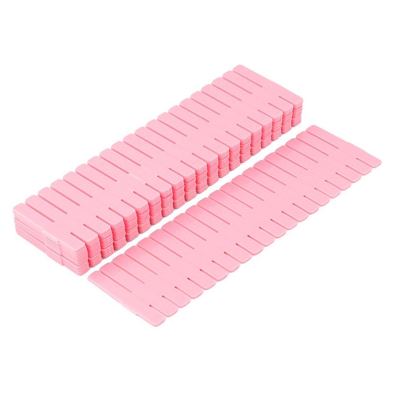 Household Plastic Adjustable Separator Grid Tidy Drawer Dividers Pink 12 Pcs