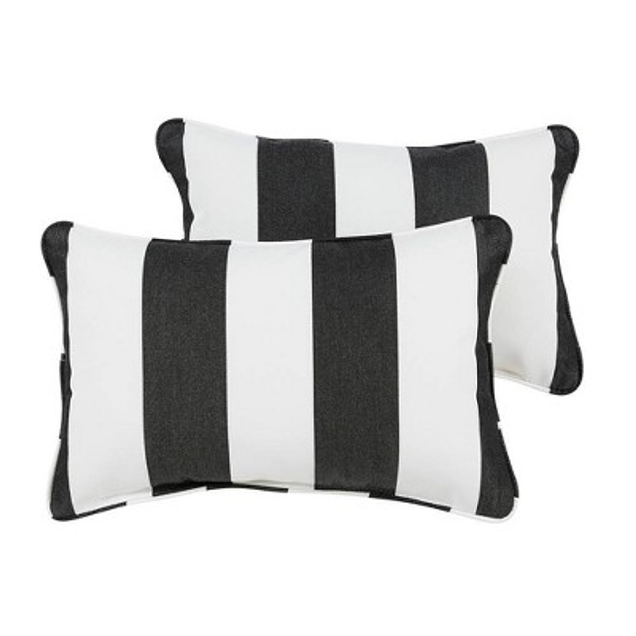 Sunbrella 2pk Cabana Classic Lumbar Outdoor Corded Throw Pillows Black/White