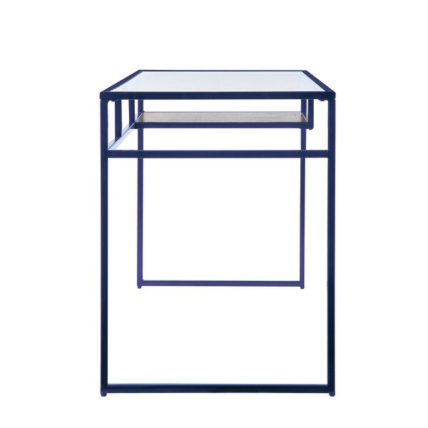 Console Table with Glass Tabletop and Open Compartment