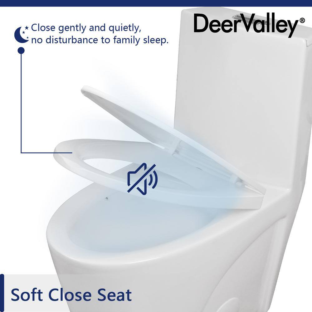 DEERVALLEY DeerValley Ace 1-piece 1.11.6 GPF Dual Flush Elongated Toilet in Glossy White Seat Included DV-1F52102