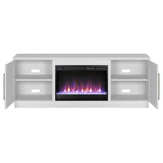 MeyerCross Tillman 68 in. White TV Stand Fits TV's up to 75 in. with Crystal Fireplace Insert TV1841