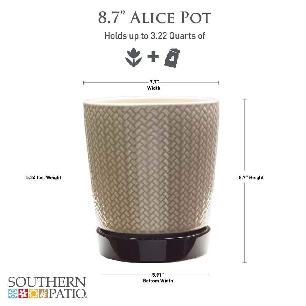 Southern Patio Alice 7.6 in. x 8.7 in. 4 Qt. Light Brown Ceramic Indoor Pot (2-Pack) CRM-064800A