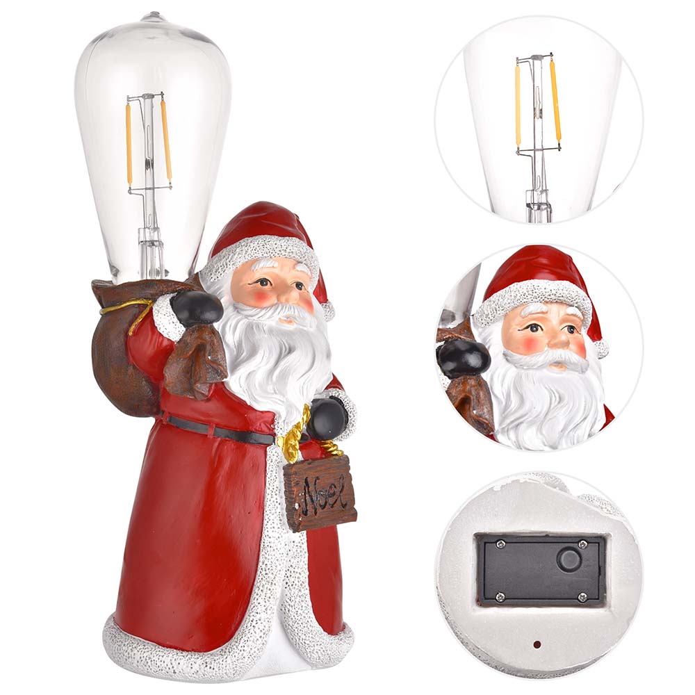 Yescom Pre-lit Christmas Figurine Resin Santa Claus Carry Edison Bulb