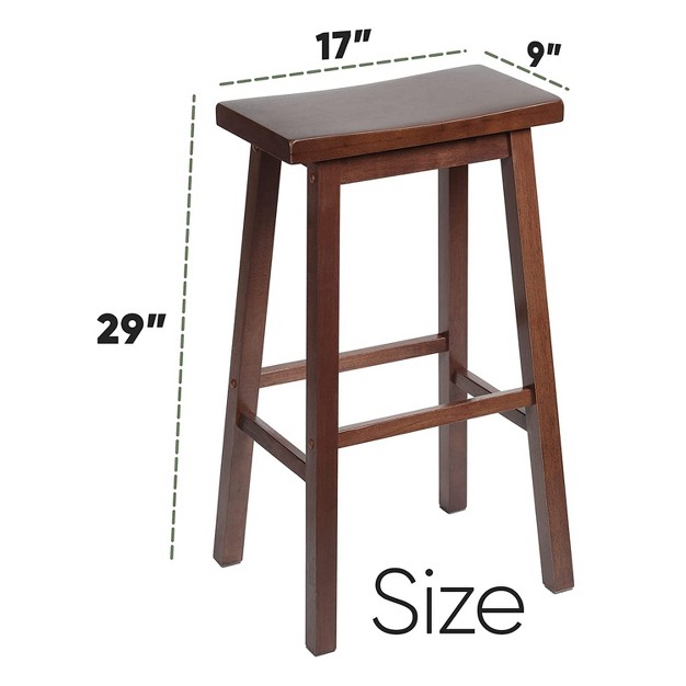 Pj Wood Classic Saddle seat 29 Inch Tall Kitchen Counter Stools For Homes Dining Spaces And Bars W Backless Seats 4 Square Legs Walnut Set Of 2