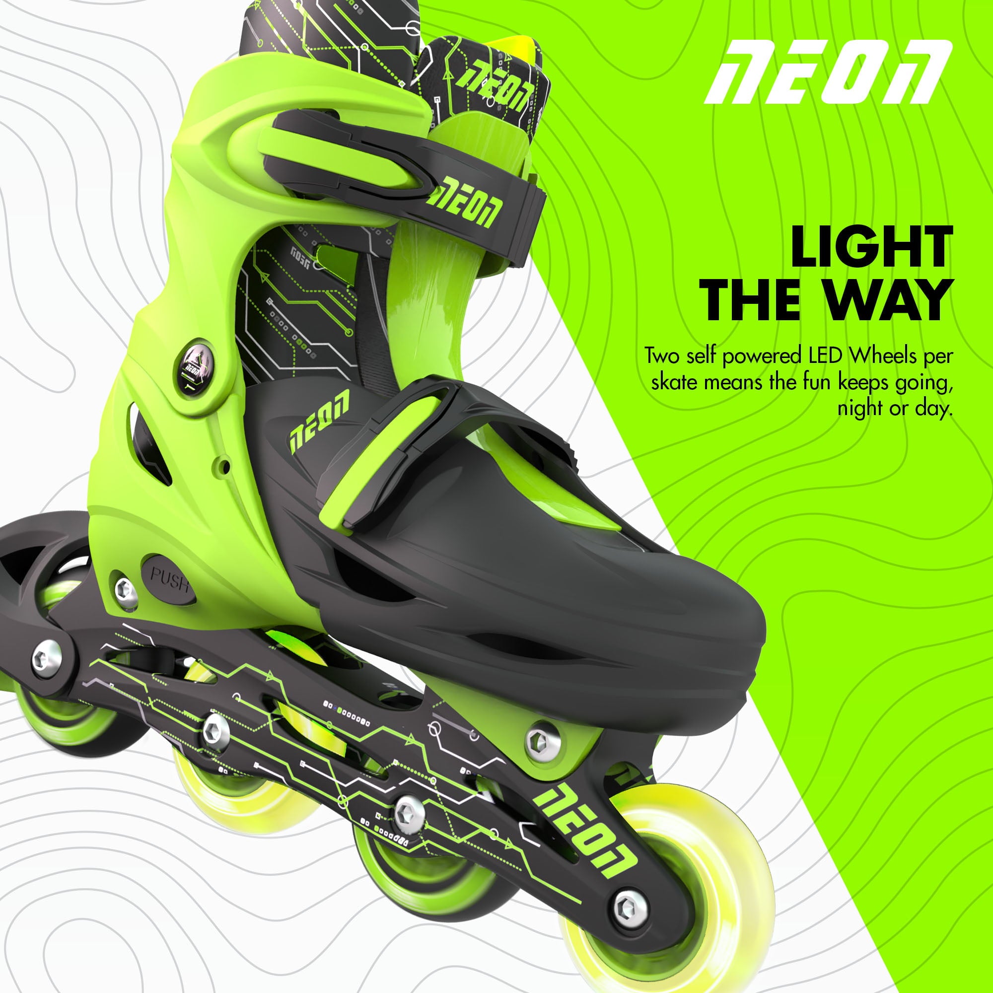 Neon Combo 2-in-1 Child Skates Inline and Quad - Unisex, Size 12-2 Adjustable, One Pair, Green