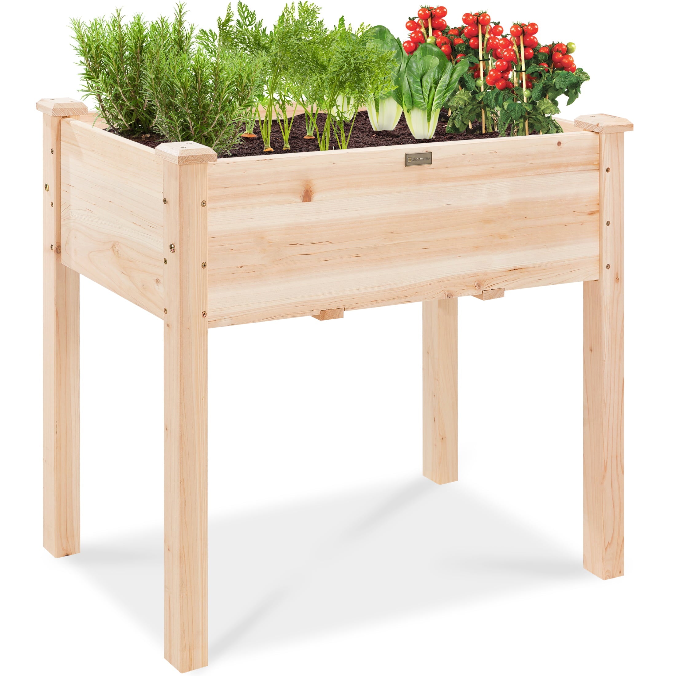 Best Choice Products 34x18x30in Raised Garden Bed, Elevated Wood Planter Box Stand for Patio w/ Bed Liner - Natural