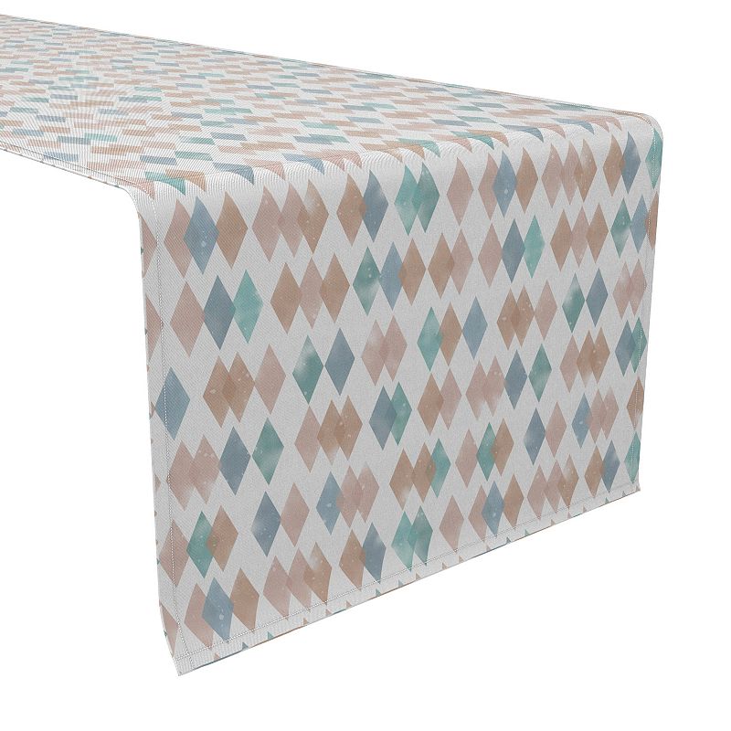 Table Runner， 100% Cotton， 16x90， Faded Diamond Design