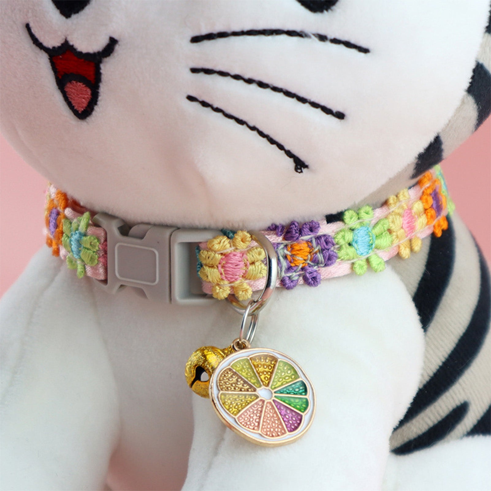 CHBORLESS 3 Pcs Colourful Flowers Cat Collar with Bell Adjustable Kitten Collar