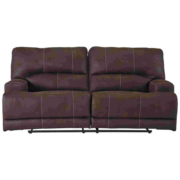 2 Seat Power Recliner Sofa with USB Port and Padded Track Arms， Brown