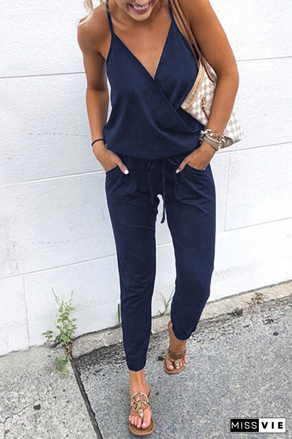 Sling V Neck Jumpsuit