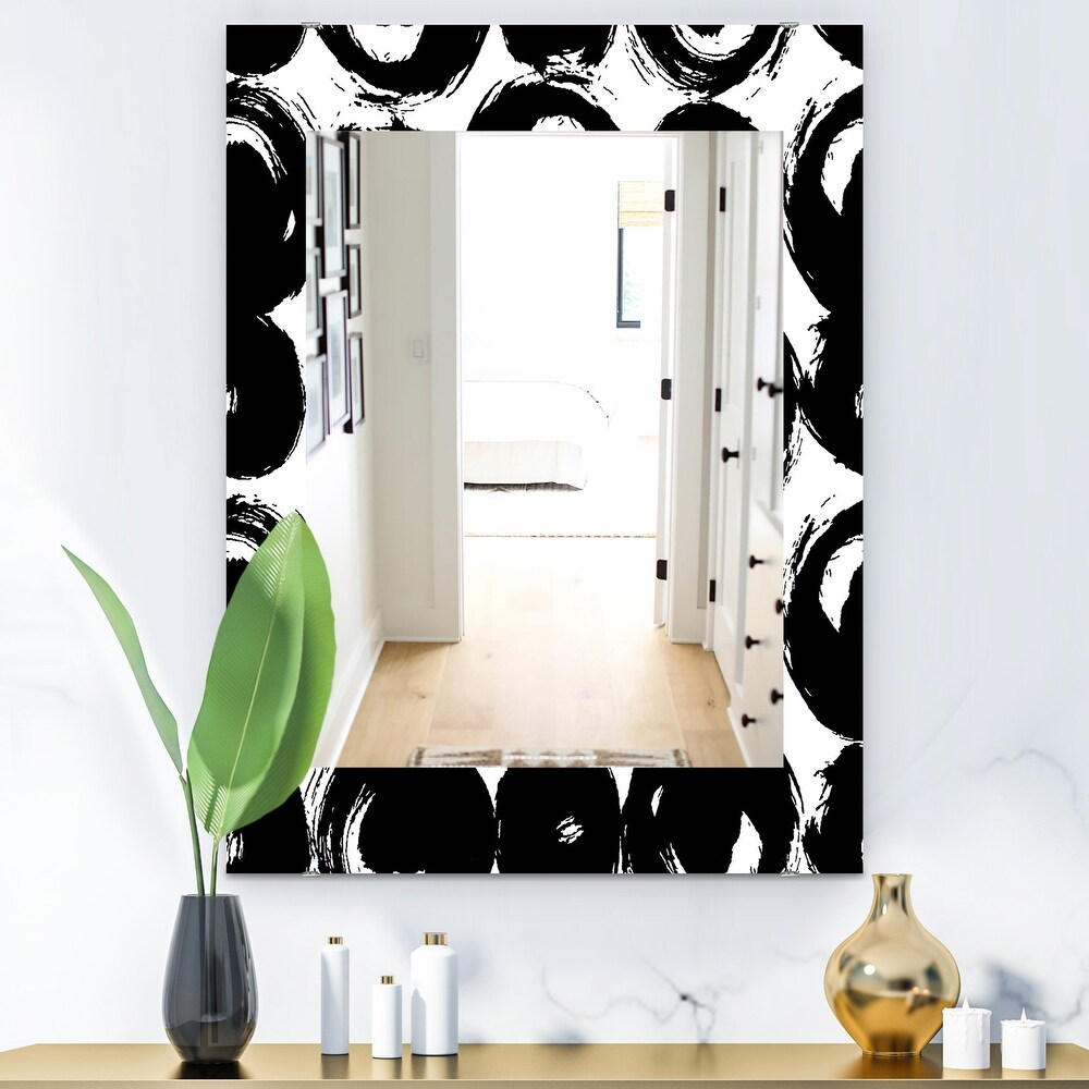 Designart 'Black   White 7' Modern Mirror   Contemporary Printed Wall Mirror