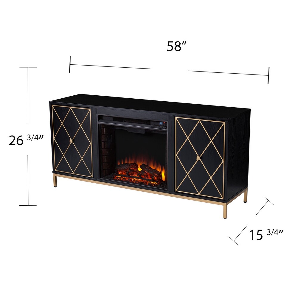 SEI Furniture Marsden Contemporary Black Wooden Electric Fireplace