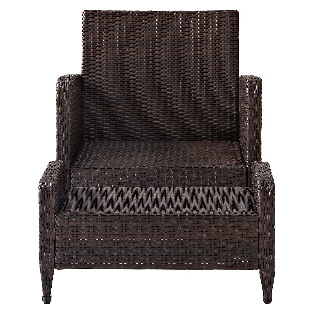 Kiawah 2pc Wicker Patio Chair With Ottoman Seating Set Crosley