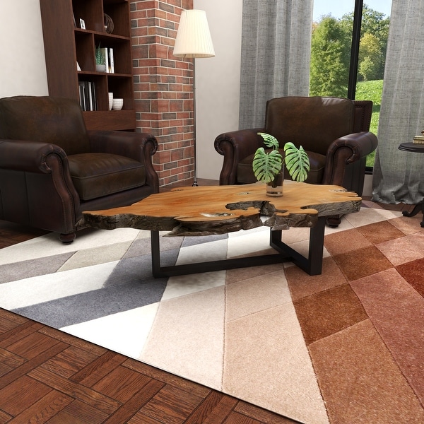 Brown Iron Contemporary Coffee Table 34 x 58 x 4