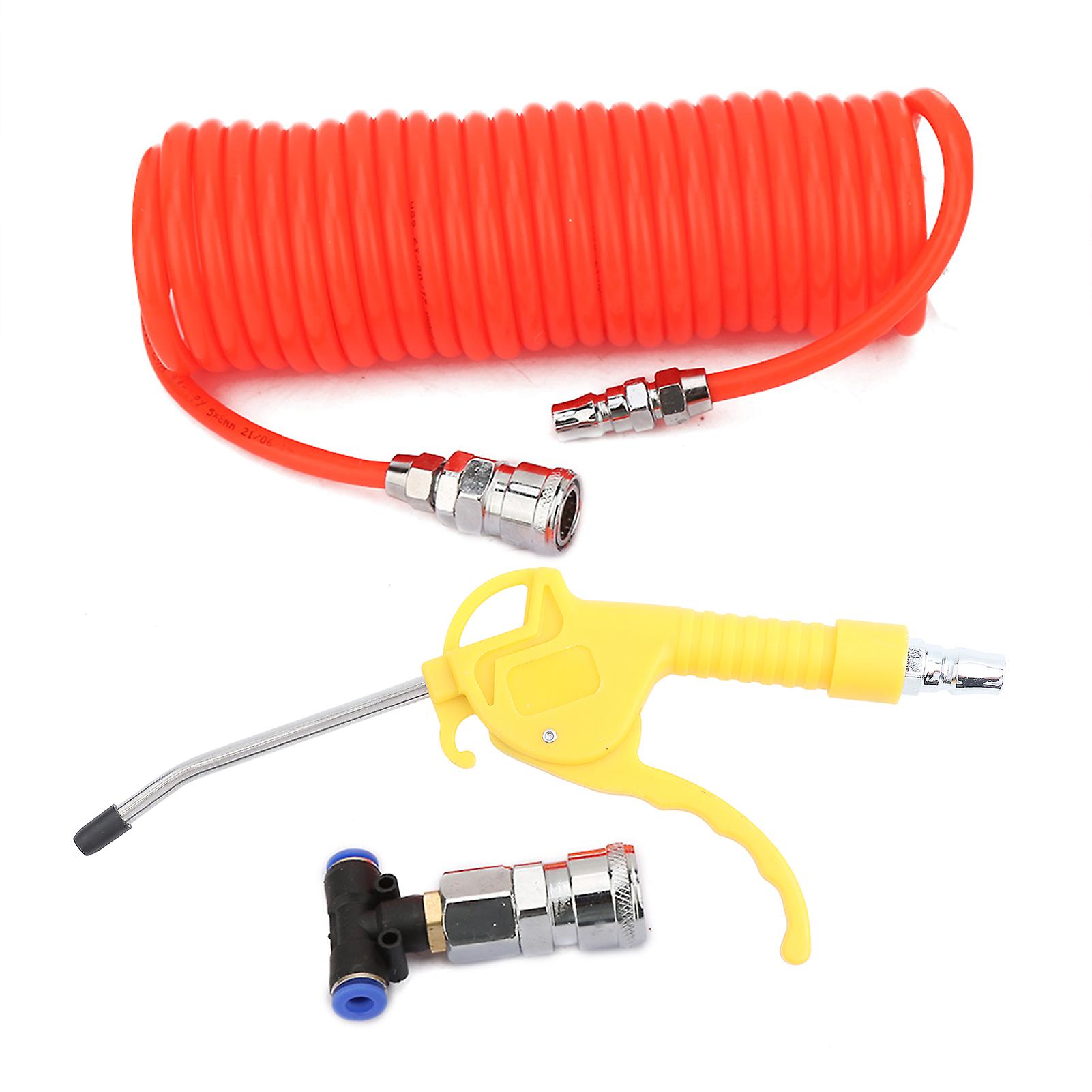 Abs Air Blow Gun Dust Blower With 6m Spring Hose 3-way Quick Connector For Car Dedusting