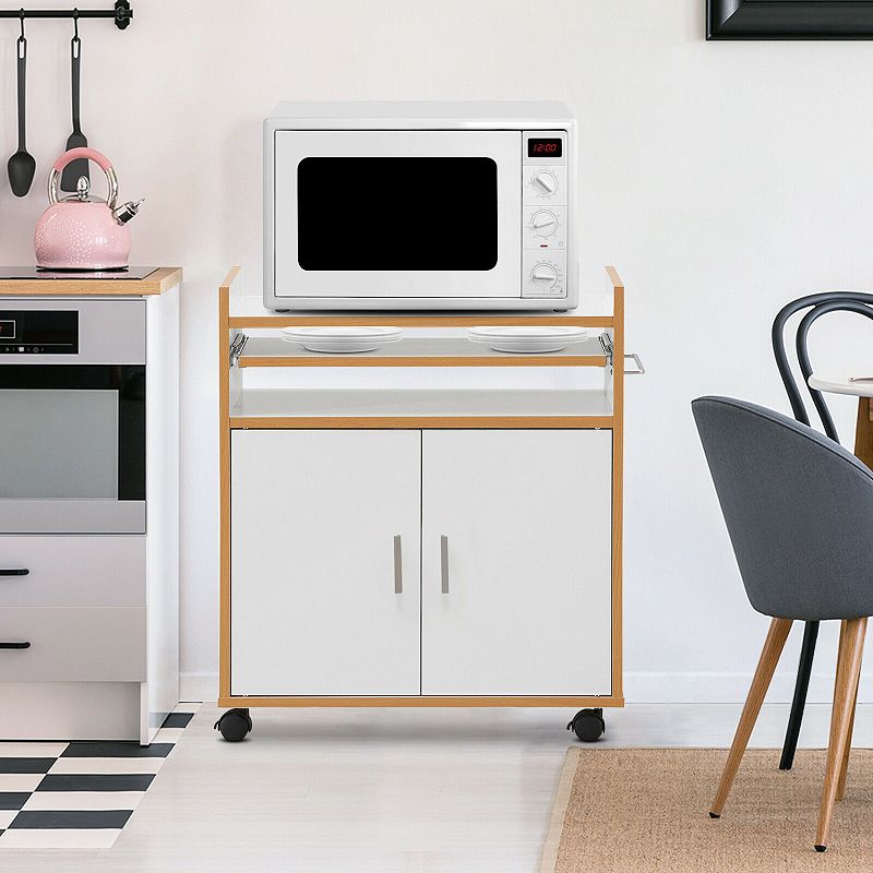 Kitchen Island on Wheels with Removable Shelf and Towel Rack