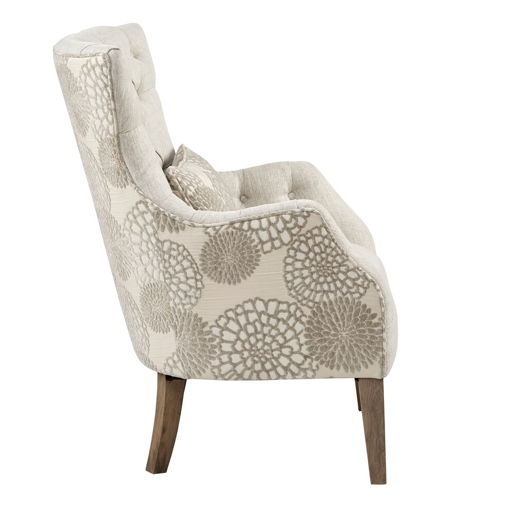 Madison Park Furlong Beige Accent Chair with Back Pillow