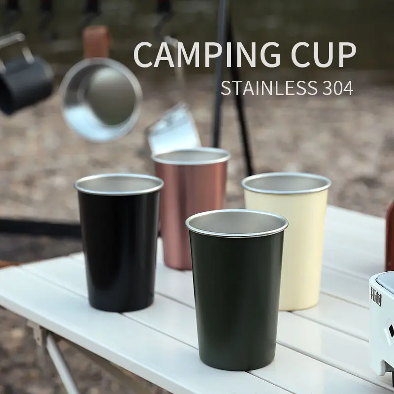 Curling 304 Single Wall Stainless Steel Tumbler Beer Cup 16oz Beer Glasses Camping Cup Custom Logo Beer Stein Pint Cup