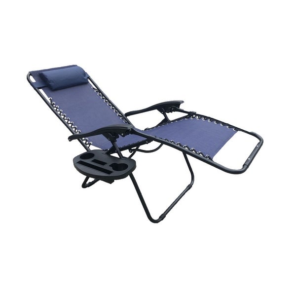 Zero Gravity Recliner / Lounger and Cup Holder in Indigo Blue Mesh 2Pk.