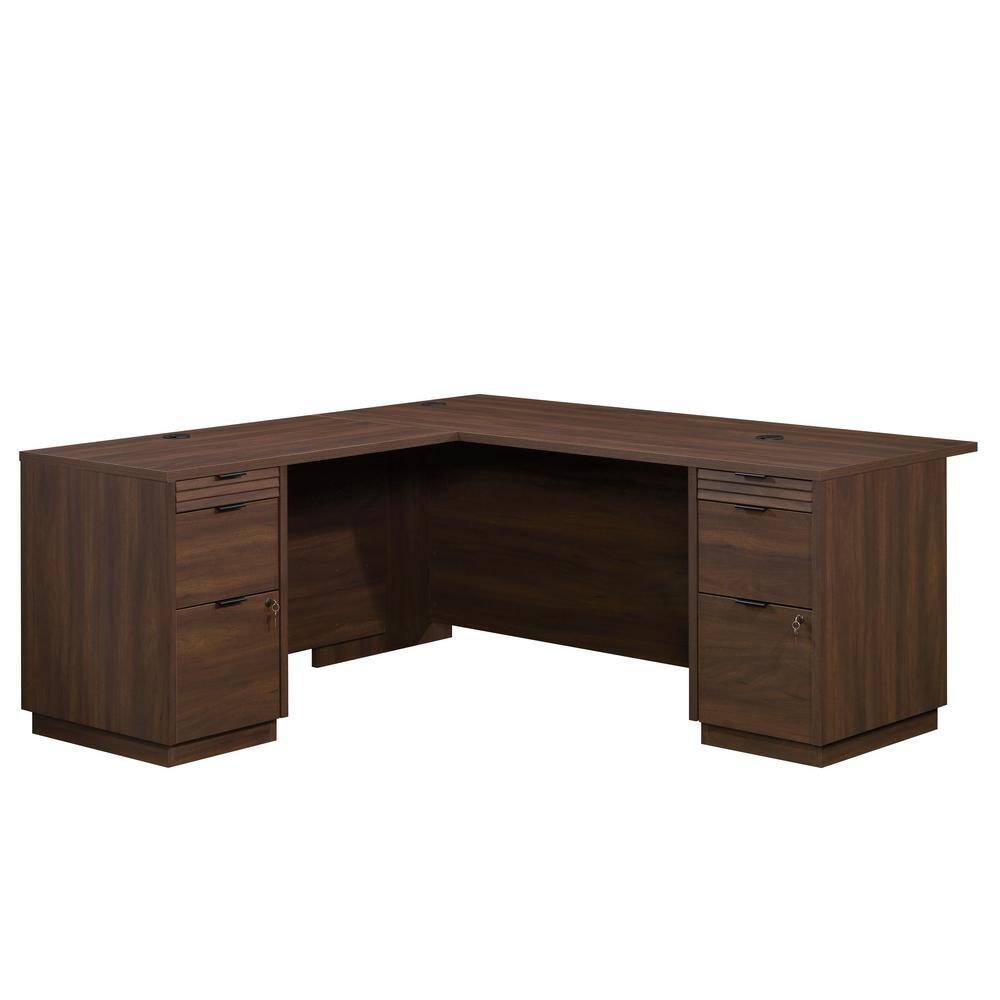 WORKSENSE Palo Alto 71.181 in. L-Shaped Spiced Mahogany 6-Drawer Commercial Computer Desk 427798