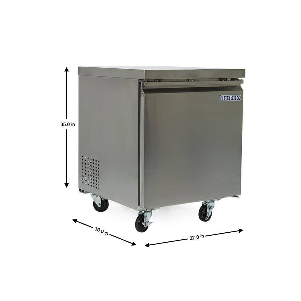 Norpole 6 cu. ft. Commercial Under Counter Upright Freezer in Stainless Steel NP1F-27UC