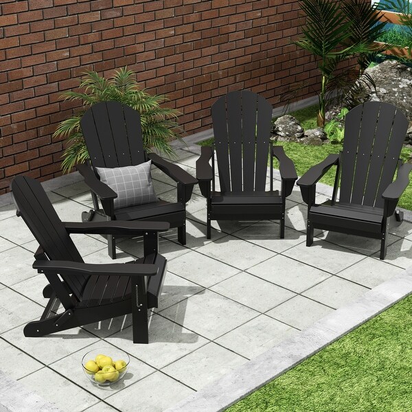 Polytrends Laguna Weather Resistant Outdoor Patio Folding Adirondack Chairs (Set of 4)