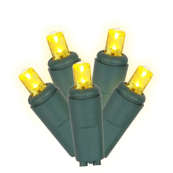 Vickerman 50 Yellow Twinkle Wide Angle LED Light on Green Wire，25' Christmas Single Mold Light Strand