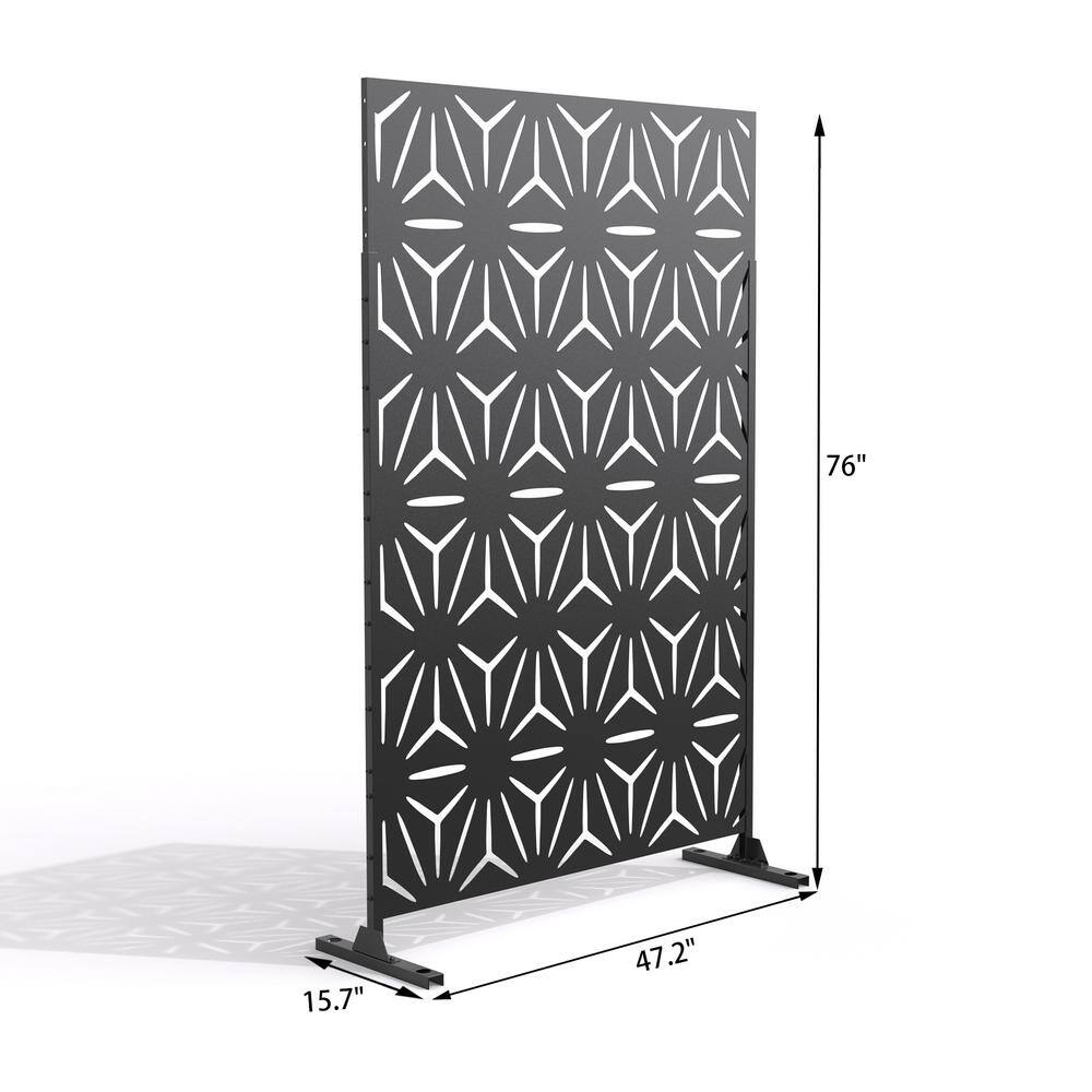 Uixe UIXE 76 in. Galvanized Steel Garden Fence Outdoor Privacy Screen Garden Screen Panels in Black (2-Pack) OS05-2SET-Black