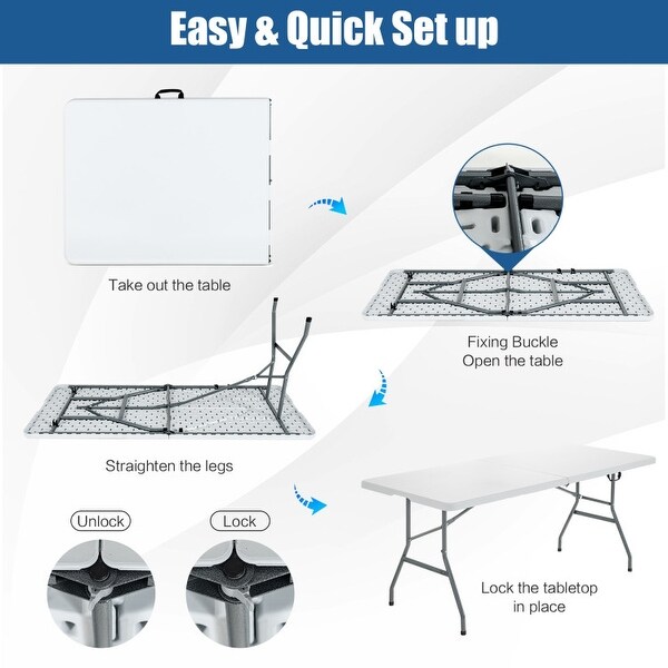 Portable Folding Camping Table with Carrying Handle for PicnicWhite