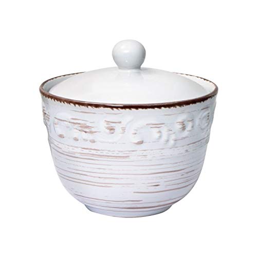 Trellis White Sugar Bowl with Lid