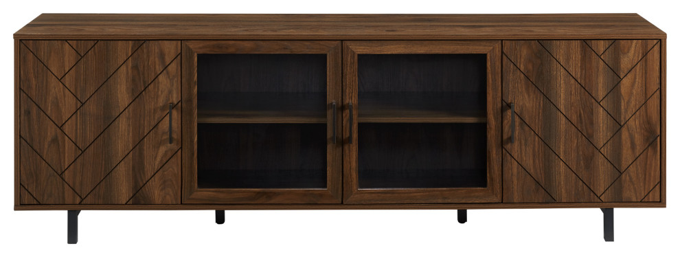 70 quotHerringbone Groove 4 Door TV Stand   Industrial   Entertainment Centers And Tv Stands   by Walker Edison  Houzz