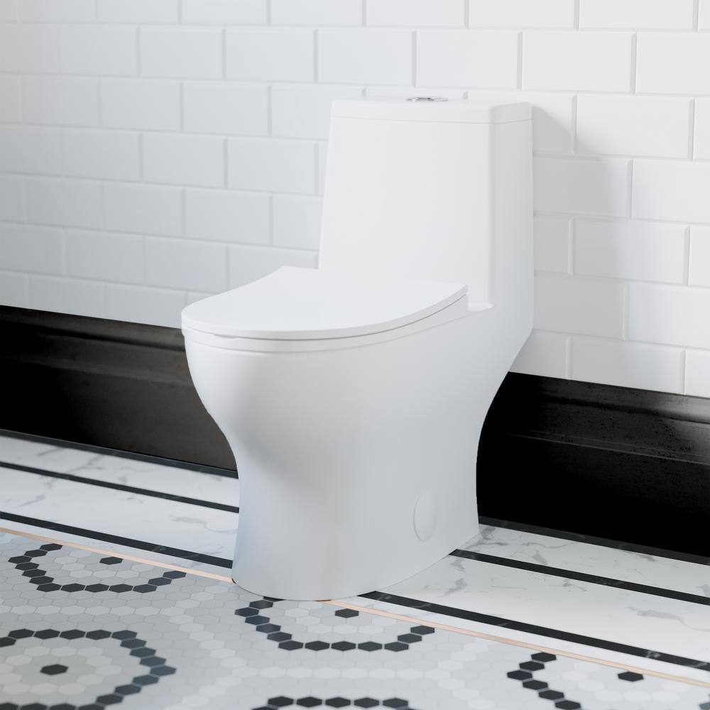 Swiss Madison 1-piece 1.1 GPF Ivy 10 in. Rough-In Dual Flush Elongated Toilet in White Seat Included SM-1T127