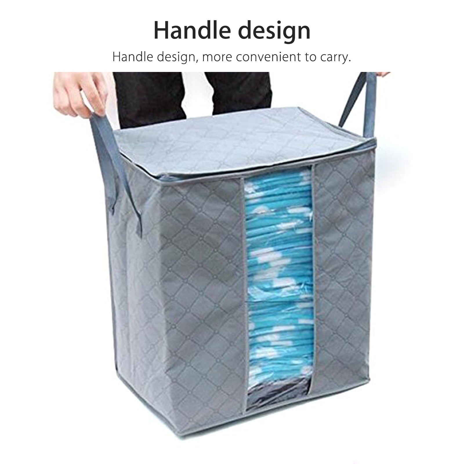 4/3/2/1pcs Foldable Blanket Storage Bags, TSV Storage Containers, Sweater Clothes Storage Containers, Large Storage Bags for Blanket Closet Dorm Sweater, Gray/Orange