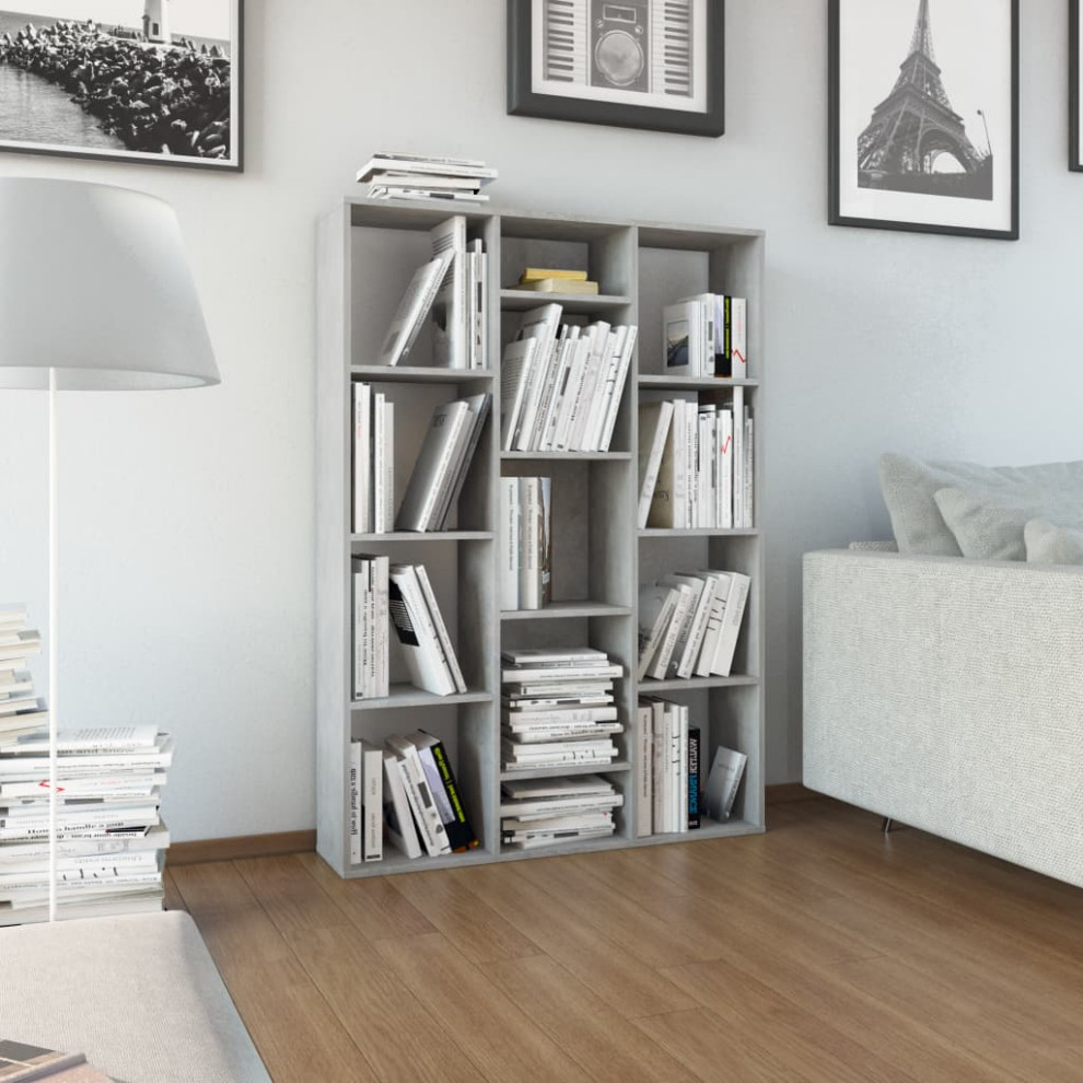 vidaXL Book Cabinet Room Divider Bookcase High Gloss Black Engineered Wood   Transitional   Bookcases   by vidaXL LLC  Houzz