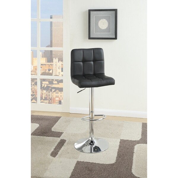 Black Faux Leather Bar Stool Counter Height Chairs Set of 2