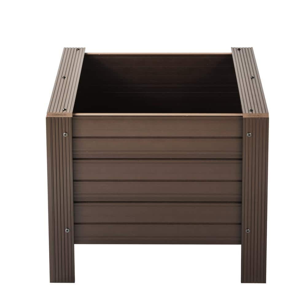 New Age Garden ECOFLEX Composite Outdoor Indoor 24 in. Square Planter Walnut RGGSP42-09-24