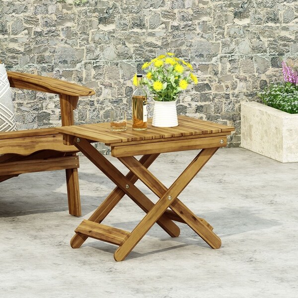 23 in. W x 18 in. H Foldable Outdoor Folding Acacia Wooden Side Table