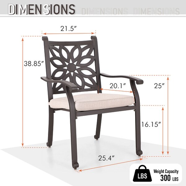 MAISON ARTS 7Piece Cast Aluminum Patio Dining Set with Expandable Rectangular Table and 6 Cast Aluminum Chairs